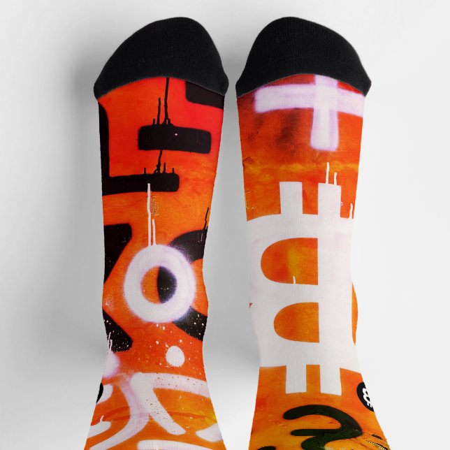 Chaussette Street Art "Bitcoin Graffiti" (Style #6) (Haut)