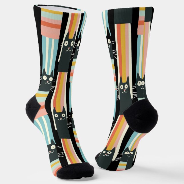 Chaussette Striped Parfaitement - Quirky Cat Stripes Motif (Angulaire)