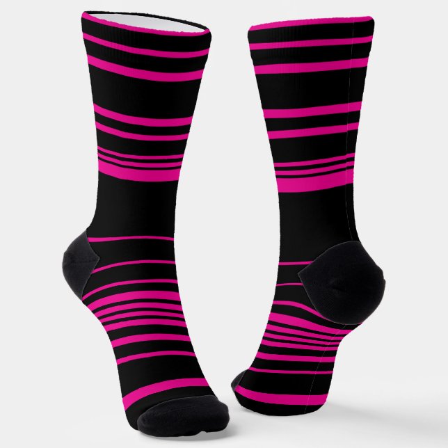 Chaussette Stripes complexes - Magenta et Noir (Angulaire)