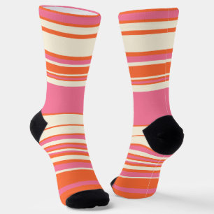 Chaussette Stripes complexes - rose, orange et crème