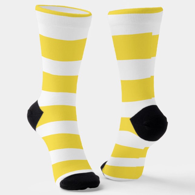 Chaussette Stripes inégales - Citron jaune et blanc (Angulaire)