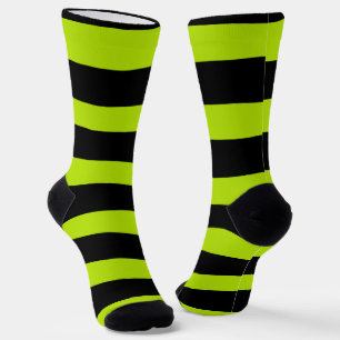Chaussette Stripes inégales - Lime vert et noir