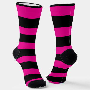 Chaussette Stripes inégales - Magenta et noir