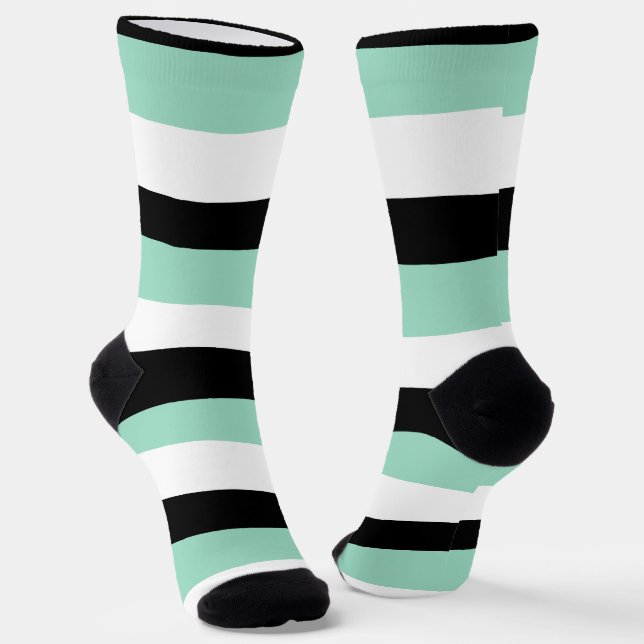 Chaussette Stripes inégales - Mint vert, blanc et noir (Angulaire)