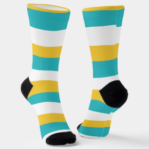 Chaussette Stripes inégales - Turquoise et Jaune