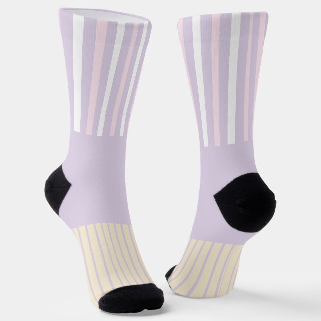 Chaussette Stripes Pop Couleur - Rose Pastel, Jaune & Violet (Angulaire)