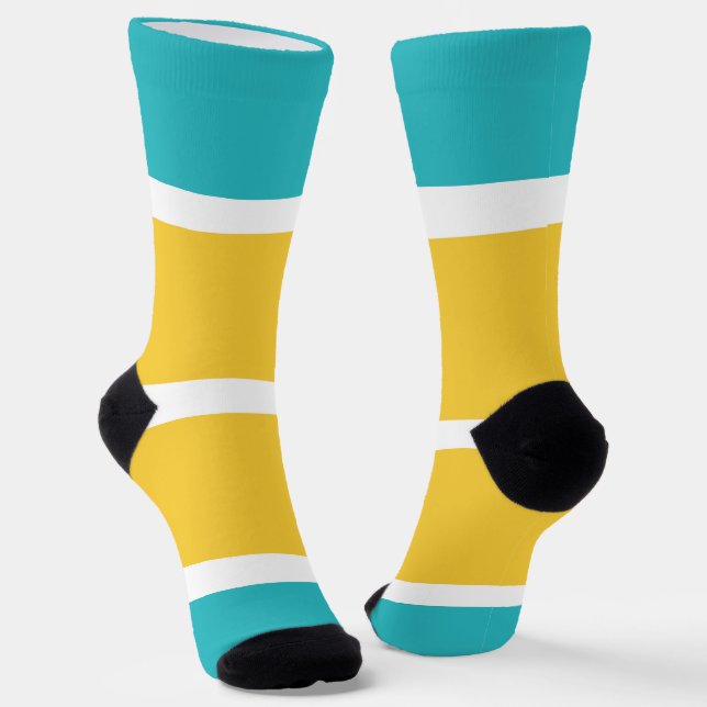 Chaussette Stripes simples - Turquoise et jaune (Angulaire)