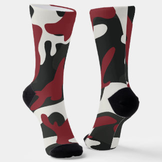 Chaussette Style Camouflage rouge, noir et blanc