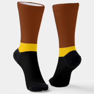 Chaussette Style de bloc de couleur Brown jaune