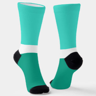 Chaussette Style de bloc de couleur Turquoise blanc turquoise