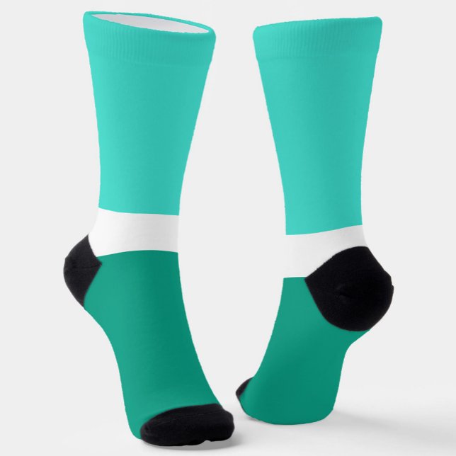 Chaussette Style de bloc de couleur Turquoise blanc turquoise (Créateur téléchargé)
