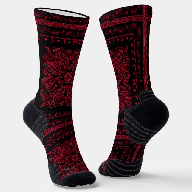 Chaussette Style méchant noir et rouge Paisley (Angulaire)