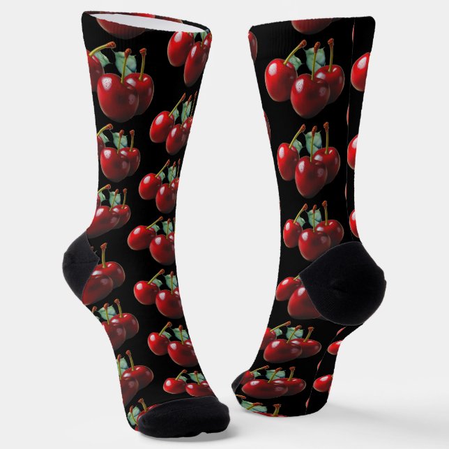Chaussette Style rétro Cerises fraîchement cueillies (Angulaire)