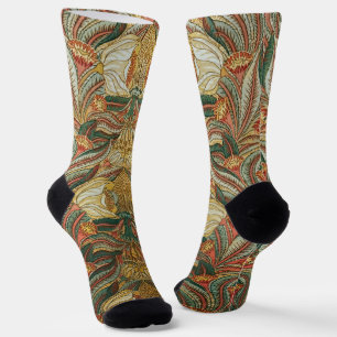 Chaussette Style William Morris Rose Vert Botanique