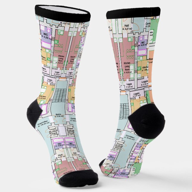 Chaussette Stylish Architectural Blueprint Socks (Angulaire)