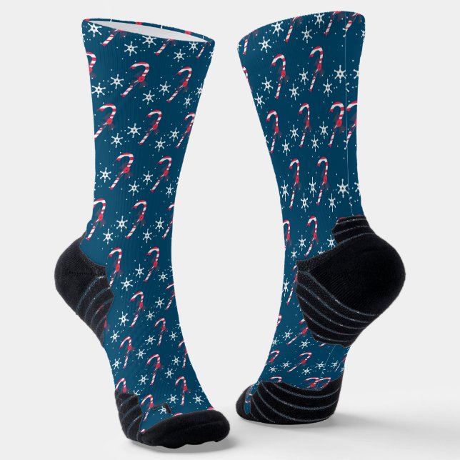 Chaussette Sucre de canne et Berry Snowflakes Motif de Noël (Angulaire)