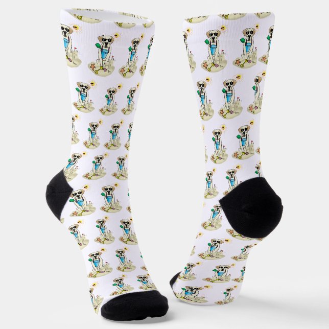 Chaussette Summer Beach Yellow Labrador Retriers (Angulaire)