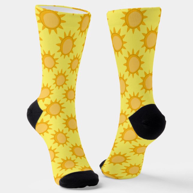 Chaussette Sunshine Sun Pattern Design On Yellow  (Angulaire)