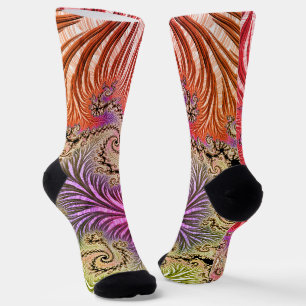 Chaussette Super Abstrait Digital Funky Boho Spiral Fractal