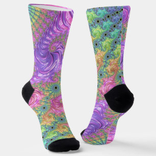 Chaussette Super Trippy Boho Jewel Tone arc-en-ciel Fractal