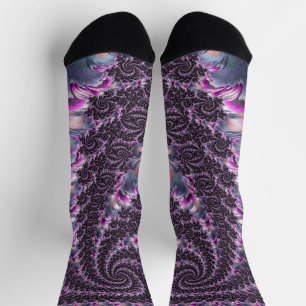 Chaussette Super Trippy Funky Psychedelic Spiral Fractal Art