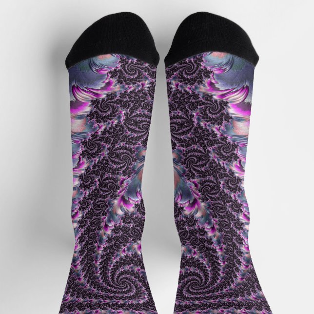 Chaussette Super Trippy Funky Psychedelic Spiral Fractal Art (Haut)