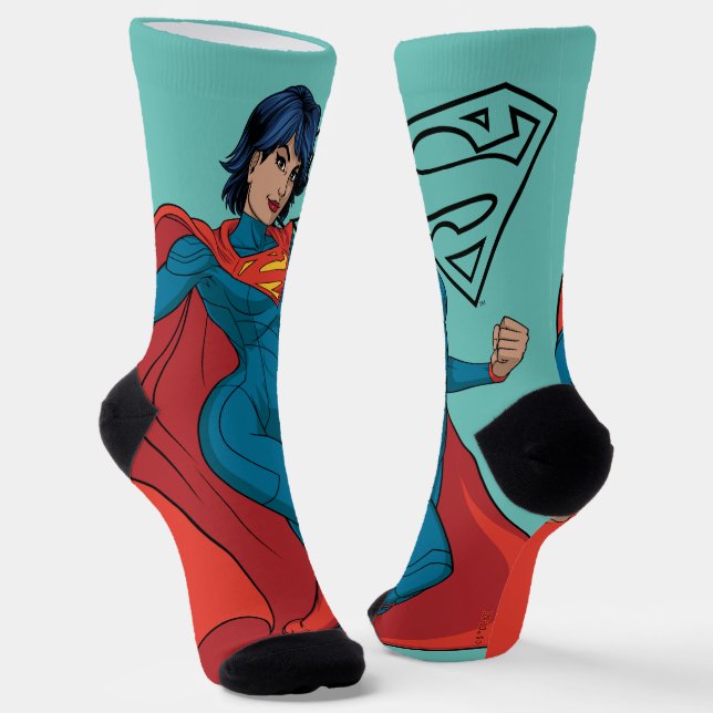 Chaussette Supergirl Hovering en costume bleu (Angulaire)