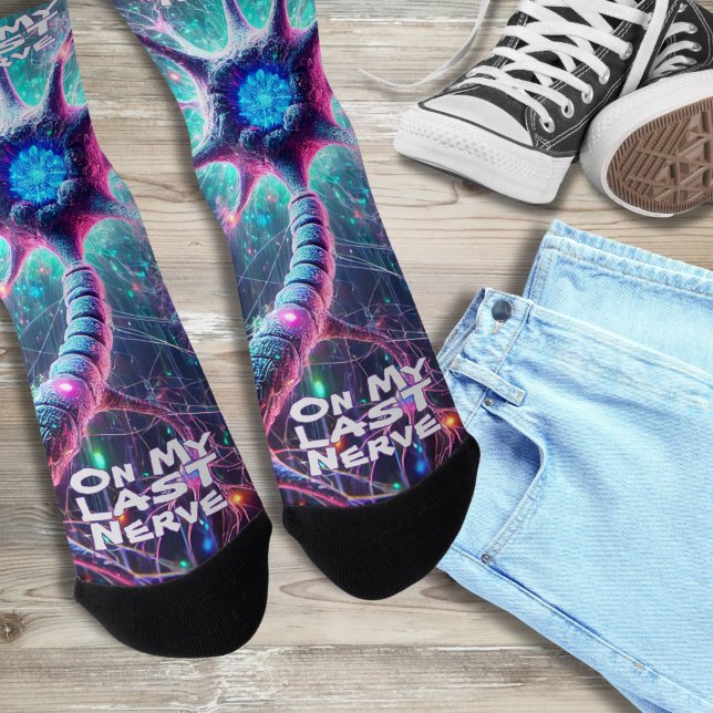 Chaussette "Sur ma Dernière Nerve" Biologie scientifique humo ("On My Last Nerve" Funny Science Socks for Science Geeks, Lab Techs, Doctors, and Teachers)