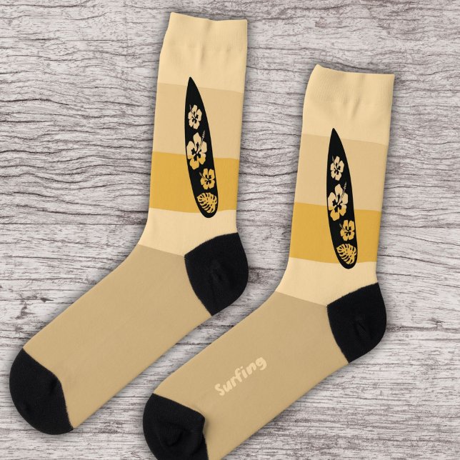 Chaussette Surf Silhouette sur Ocean Beach Sand (Créateur téléchargé)