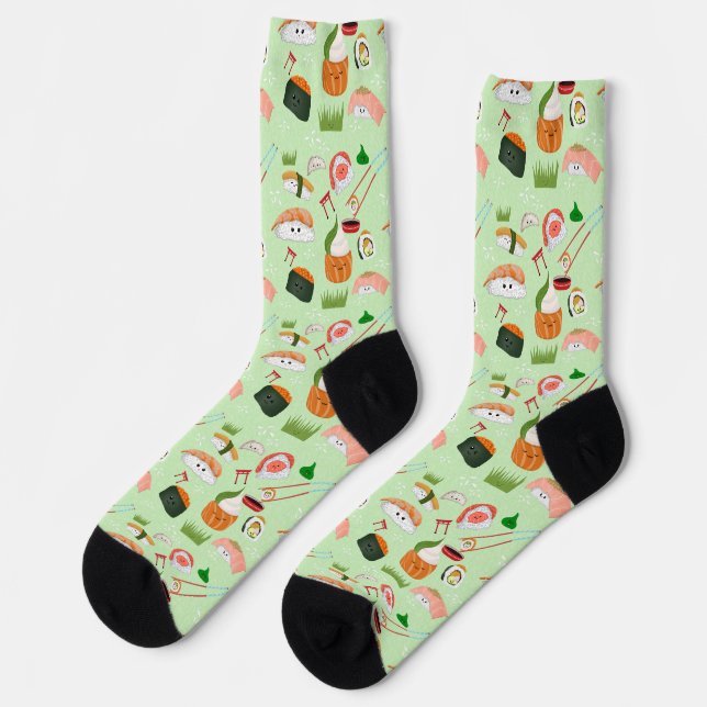 Chaussette Sushi Kawaii Joyeux (Gauche)