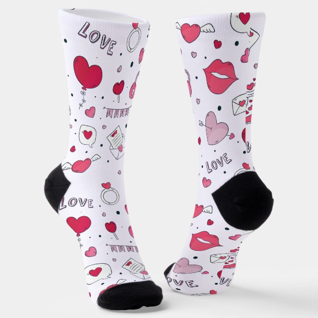 Chaussette Sweet Valentine sur tout le Motif d'impression (Angulaire)