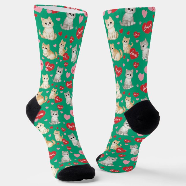 Chaussette Sweetheart Kitten Valentine's Day Crew Socks (Angulaire)