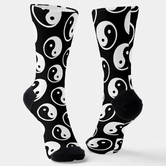 Chaussette Symbole Yin Yang - dessin de tatouage solide 2 (Angulaire)