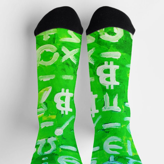 Chaussette Symboles de Bitcoin (Bright Profit Green - 3) (Haut)