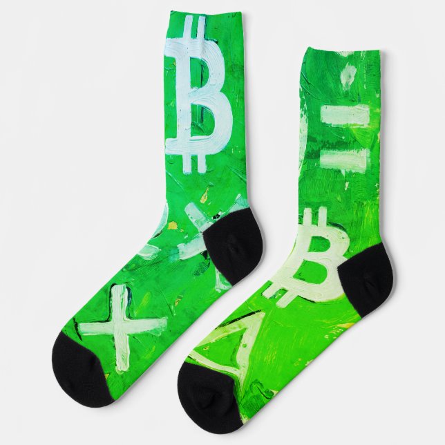 Chaussette Symboles de Bitcoin (Bright Profit Green - 5) (Gauche)