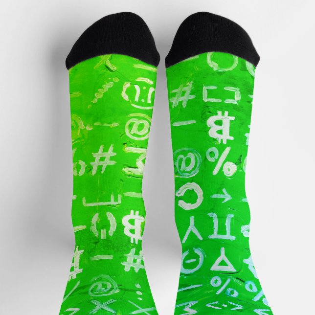 Chaussette Symboles de Bitcoin (Bright Profit Green - 8) (Haut)