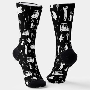 Chaussette Symboles de golf blanc et noir Motif