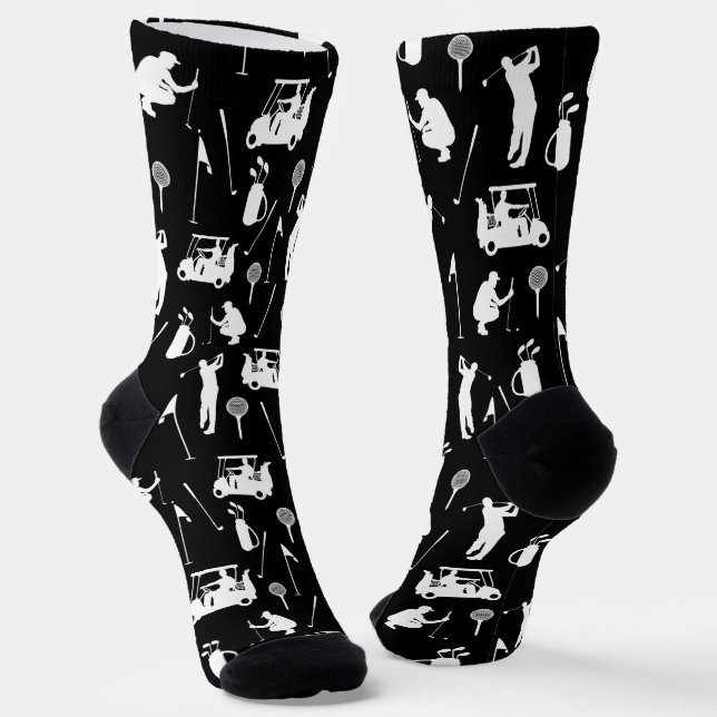 Chaussette Symboles de golf blanc et noir Motif (Angulaire)