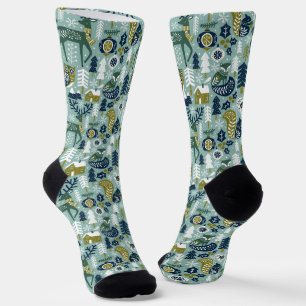 Chaussette Symboles de Noël blanc et vert Motif