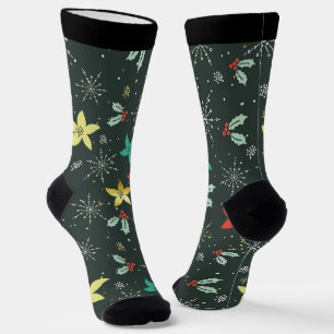 Chaussette Symboles de Noël et motif de flocons de neige