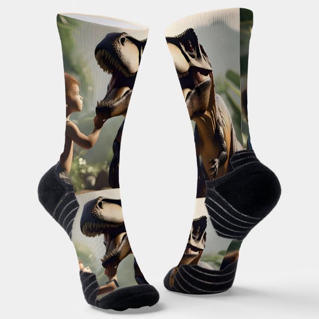 Chaussette T-rex Dinosaures Aime Un Pat, (Angulaire)