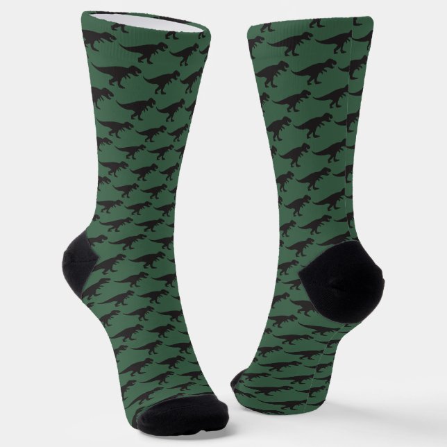 Chaussette T-Rex Tyranosaure Roi Dinosaure Noir Vert (Angulaire)