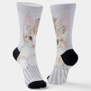 Chaussette Tabby Orange Kitten Peinture - Art Chat original