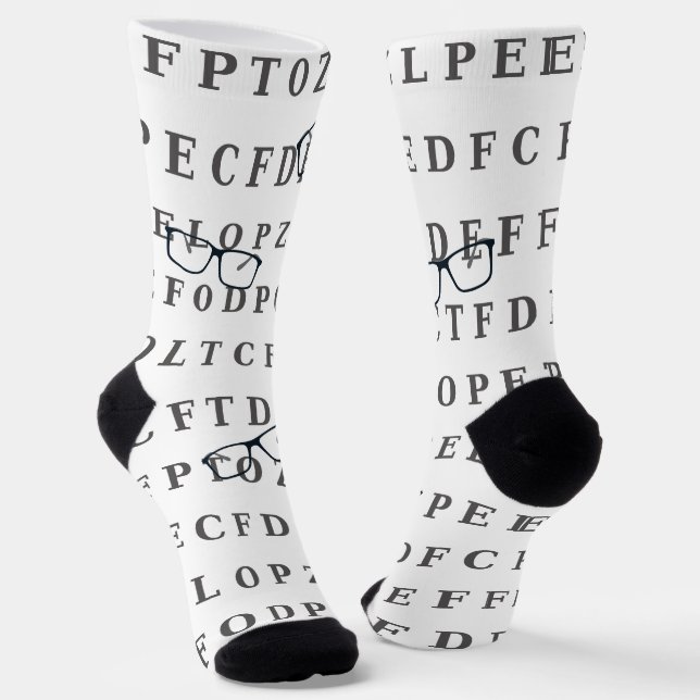 Chaussette Tableau de test oculaire et lunettes d'opticien  (Angulaire)