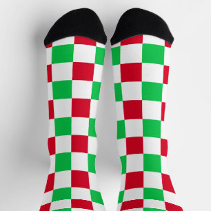 Chaussette Tableau rouge et vert de Noël