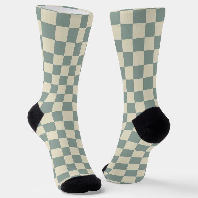 Chaussette Tableau vert et jaune pâle (Angulaire)