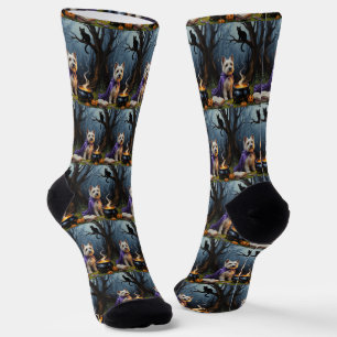 Chaussette Tableau Whimsical Halloween de Cairn Terrier Chien