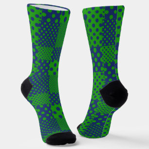 Chaussette Taches à pois verts bleus Patchwork