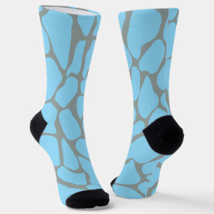 Chaussette Taches de girafe bleu pastel et gris peintes à la