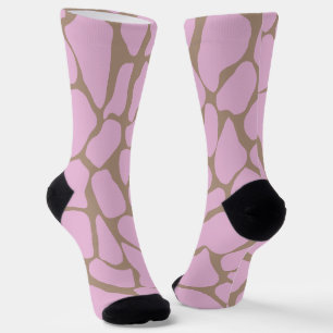 Chaussette Taches de girafe rose et beige chaud peintes à la